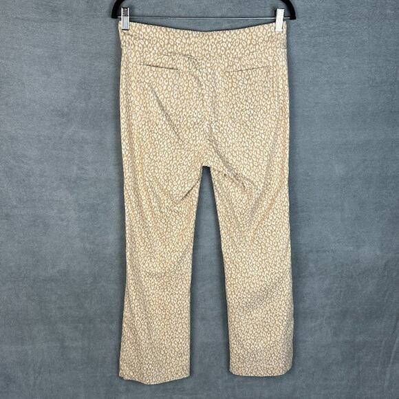 J Mclaughlin Pants Womens 8 Tan Ivy Crop Pullon Flare Animal Print Preppy Career - Picture 5 of 12